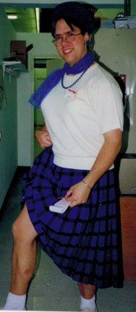 A close-up of me in the skirt.